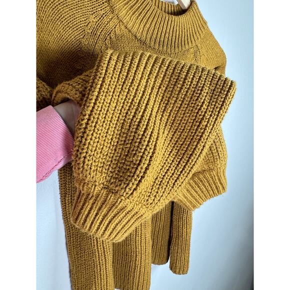 Madewell Balloon-Sleeve Mockneck Sweater Mustard Yellow soft Knit L Cozy - Picture 3 of 7